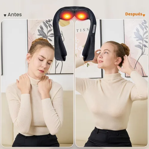 Miniatura 3 de LAOBEN Masajeador de cuello y hombros para masaje de hombros y masaje de cuello, masajeador de cuello Shiatsu con calor, masajeador de espalda