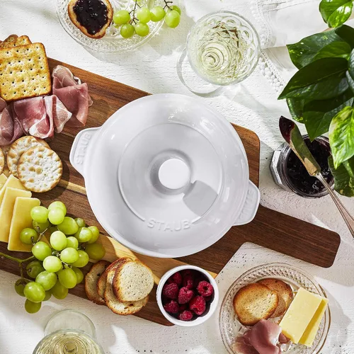 Miniatura 7 de STAUB Olla de cerámica redonda cubierta para brie de 8 pulgadas - Blanca