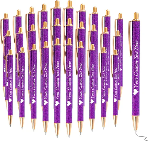 Miniatura 61 de Bolígrafos con purpurina personalizados con nombre, bolígrafos bonitos y bonitos personalizados, bolígrafos retráctiles de tinta negra, suministros