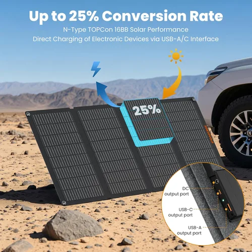 Miniatura 4 de Paneles solares portátiles de 50 W, cargador de panel solar plegable IP68 impermeable con puertos USB-A y USB-C, salida de 18 V CC para pequeña 50