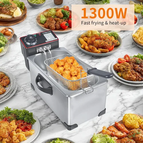 Miniatura 5 de Freidora eléctrica de 2.5 litros de capacidad, tapa de 1300 W con ventana de visualización y filtro de olor, temperatura ajustable, cesta extraíble
