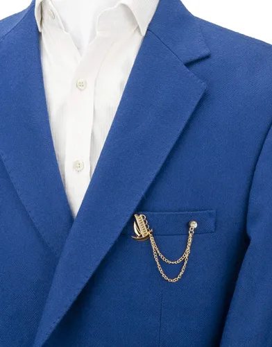 Miniatura 2 de Knighthood Barco dorado con cadena dorada y detalles de Swarovski, pin de solapa, insignia, traje, regalo de boda, fiesta, camisa, collar