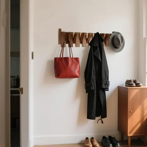 Miniatura 6 de Perchero de madera con 3 ganchos montado en la pared Perchero de pared de madera de nogal