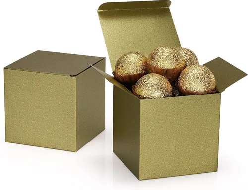 Miniatura 15 de Quotidian Cajas de regalo plegables de papel perlado italiano vintage con purpurina y tapas, de 3 x 3 x 3 pulgadas (7.6 x 3.0 x 3.0 x 3.0 in)