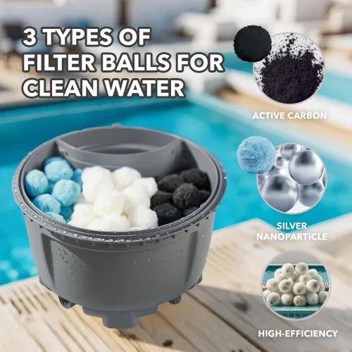 Miniatura 2 de AQUALOON - Bolas de filtro de piscina para bomba de filtro de arena, filtro de arena reutilizable de 1.5 libras, filtración de alta eficiencia