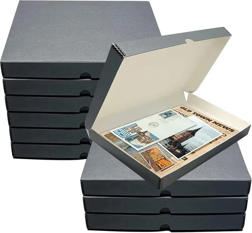 Miniatura 35 de Lineco 16x20 Caja de almacenamiento tipo folio negra con tapa, 1.75" de profundidad. Sin ácidos con borde de metal. Preserva la longevidad