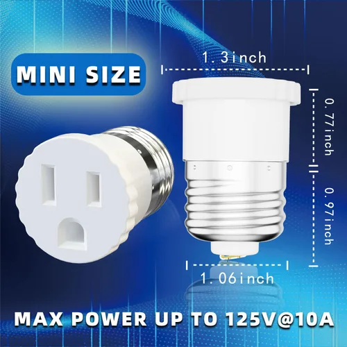 Miniatura 4 de Paquete de 8, Adaptador de Enchufe de Luz a Enchufe, Convierte el Enchufe de Bombilla en Adaptador de Salida (Blanco).