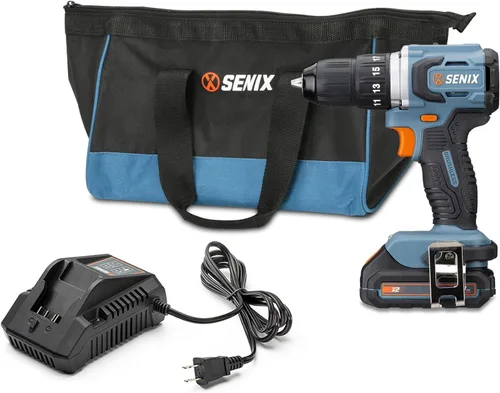 Miniatura 16 de SENIX X2 - Taladro de martillo inalámbrico de 20 voltios máximos de 1/2 pulgada con motor sin escobillas, kit de herramientas eléctricas incluye