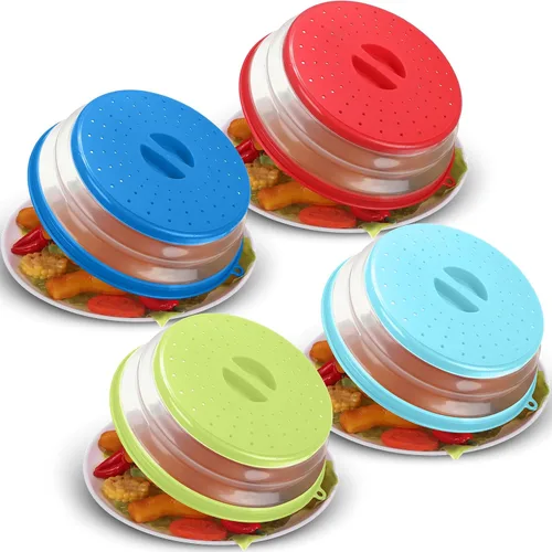 Miniatura 8 de Hoolerry Paquete de 4 cubiertas de silicona para salpicaduras de microondas para alimentos, juego de utensilios de cocina, cubierta para microondas