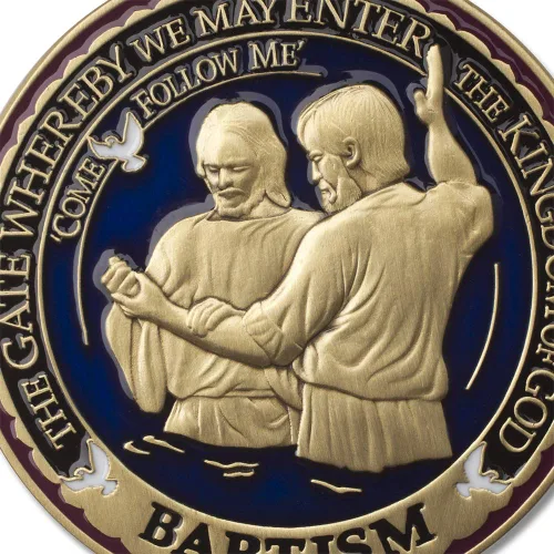 Miniatura 3 de Armor Coin & Emblem - Baptism LDS Challenge Coins Deluxe Display - Juego de 2 monedas de desafío con paño de pulido adicional