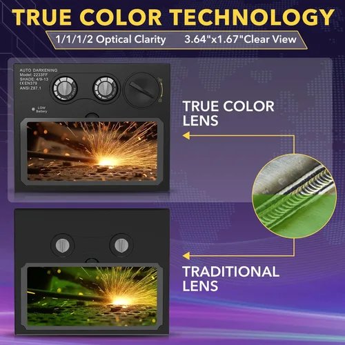 Miniatura 2 de TRQWH Lente de soldadura de oscurecimiento automático HD de 4.33 x 3.54 pulgadas, filtro solar de color verdadero con 2 sensores de arco rango