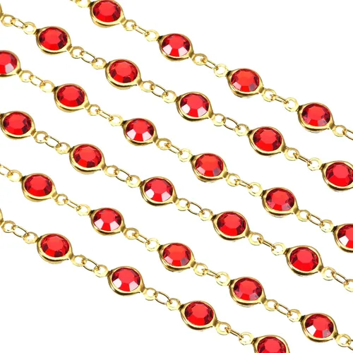 Miniatura 18 de uxcell Cadena de diamantes de imitación blancos de 2 yardas a granel con cadena de latón chapada en plata para hacer joyas, manualidades, pulseras