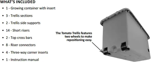 Miniatura 5 de Hydrofarm GCTR 10 Gal Sistema de Cultivo de Jardín de Tomate con Torre de Enrejado de 4 Pies con Ruedas para Enredaderas, Flores y Jardines