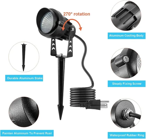 Miniatura 2 de Foco Blanco Cálido, Luces de Punto de Paisaje 12W 3000K, Iluminación de Jardín Impermeable IP65, Luces LED COB de Caja Metálica para Lámpara