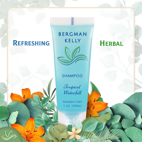 Miniatura 4 de Bergman Kelly - Paquete de artículos de tocador de hotel - Cascada tropical, 1 oz cada uno, 100 piezas - Juego de 4 piezas: 25 jabón en barra
