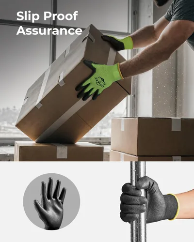 Miniatura 6 de OKIAAS Guantes de trabajo para hombre, guantes ultra delgados y ligeros con agarre, juego de 12 pares de guantes de construcción con revestimiento
