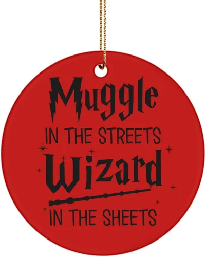 Miniatura 2 de Muggle in The Streets Wizard in The Sheets - Adorno para fanáticos de los fanáticos del divertido hechicero Nerd Geek de cerámica redonda de 3