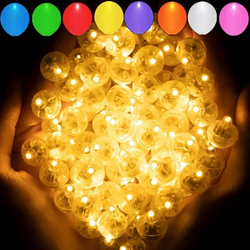 Miniatura 16 de Aogist 100 luces de globo Mutilcolor, luz de bola pequeña impermeable de largo tiempo de espera, lámpara LED redonda para linterna de papel, fiesta