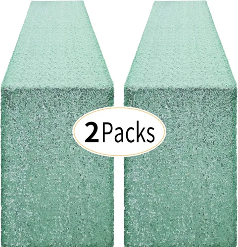 Miniatura 57 de Pufogu - Camino de mesa de lentejuelas brillantes de 12 x 72 pulgadas para fiestas de cumpleaños, decoración de bodas, despedidas de soltera