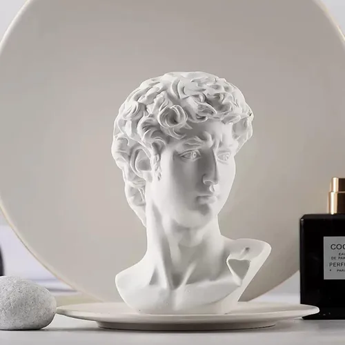 Miniatura 2 de Estatua de David de Yahu Lando, busto griego, estatua de cabeza de busto para decoración del hogar romano, decoración de mesa de café blanca