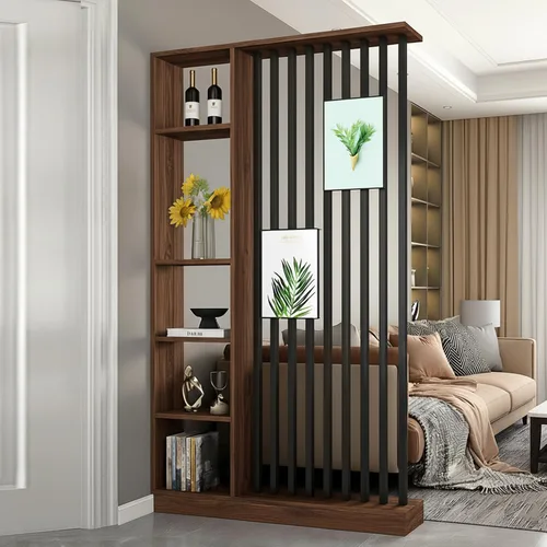 Miniatura 8 de Divisor de habitación de piso a techo con estantes, pantalla de división independiente, muebles divisores de habitación de estilo industrial