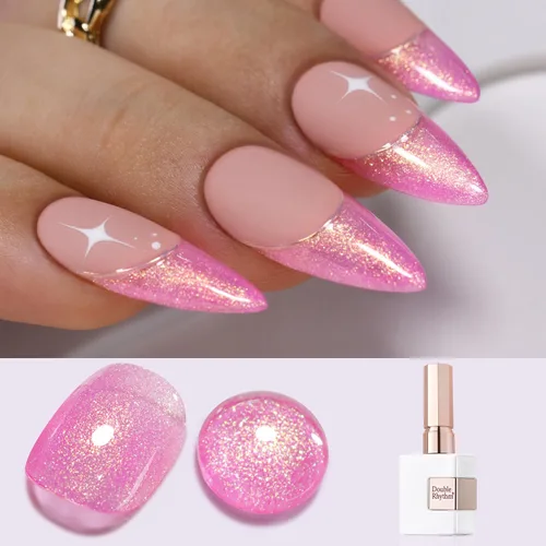 Miniatura 44 de Double Rhythm Esmalte de gel con purpurina de nieve de 0.5 fl oz, color holográfico reflectante para arte de uñas, salón de manicura y bricolaje