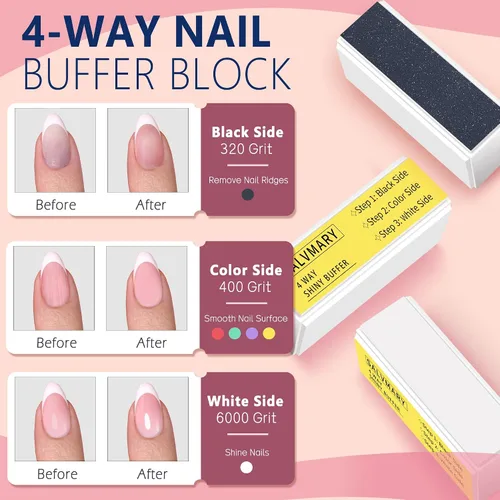 Miniatura 3 de Kit de bloque de brillo de uñas, todo en uno, 4 vías, brillante, pulidor de uñas, bloques suavizantes para uñas naturales, 4