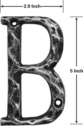 Miniatura 2 de Números de casa de 5.5 pulgadas, número único de dirección de metal de hierro fundido para puerta exterior o delantera, acabado plateado antiguo