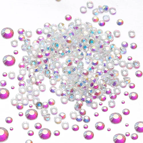 Miniatura 9 de Dowarm 2650 diamantes de imitación de cristal con parte trasera plana, 6 tamaños de 0.059 in a 0.256 in, cristales de parte trasera plana