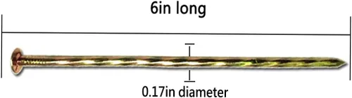 Miniatura 2 de Paquete de 200 clavos de metal galvanizado de 6 pulgadas, picos de paisaje en espiral, clavos de césped resistentes para césped artificial, Paquete