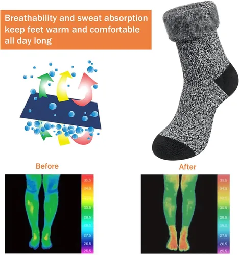 Miniatura 2 de 2-4 Pairs Thermal Socks for Men Thick Insulated Heated Socks Winter Warm Socks for Cold Weather
