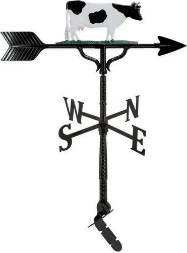 Miniatura 10 de Montague Metal Products Veleta de lujo de 32 pulgadas con adorno de vaca negra satinada, natural Negro