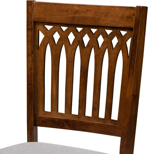 Miniatura 6 de Baxton Studio Genesis - Juego de 2 sillas de comedor, gris/marrón nogal