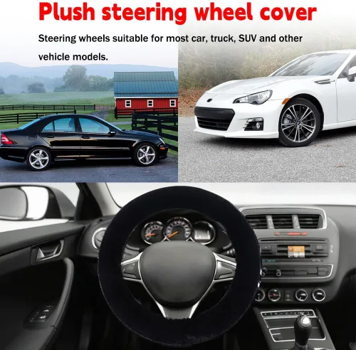 Miniatura 6 de Funda para Volante QKWL, Funda para Volante de Coche Esponjosa, Suave y Cómoda, Antideslizante y Duradera, Adecuada para Volantes de la mayoría