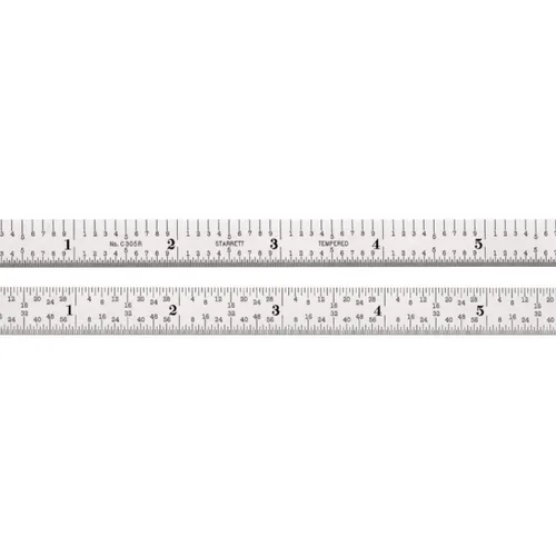 Miniatura 10 de Starrett Regla de acero totalmente flexible con acabado cromado satinado, lectura rápida y graduación en pulgadas, graduación 3R, 6 pulgadas