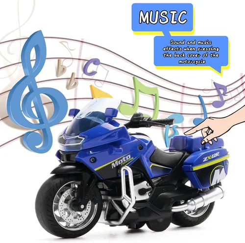 Miniatura 3 de Modelo de motocicleta de juguete, vehículos de tracción con sonidos y luces, juguetes de motocicleta para niños de 3 a 9 años, para jóvenes a