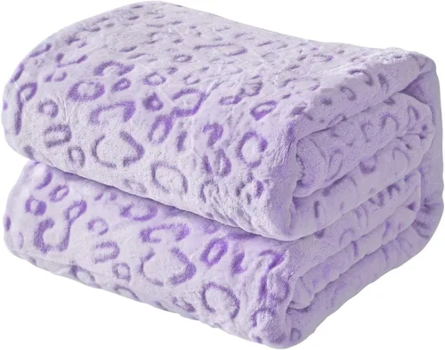 FY FIBER HOUSE Manta de forro polar de franela de microfibra con estampado de guepardo 3D, 90 x 108 pulgadas, púrpura Leopardo morado