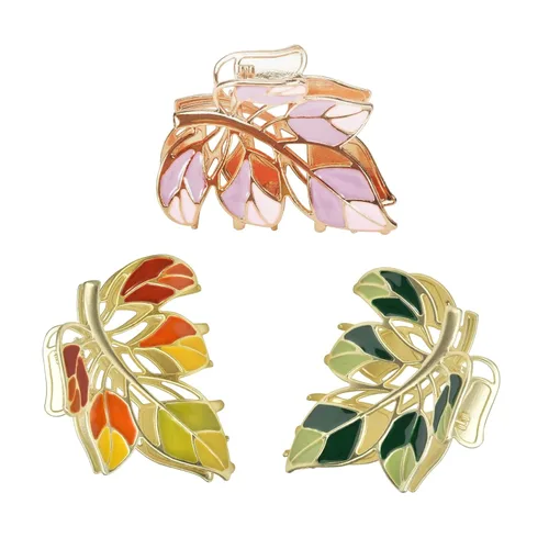 Juego de 3 Accesorios de Pelo Florales de Metal en 3 Colores: Pasadores, Pinzas y Clips para Cabello de Fino a Grueso - Elegantes, Fuerte Agarre y