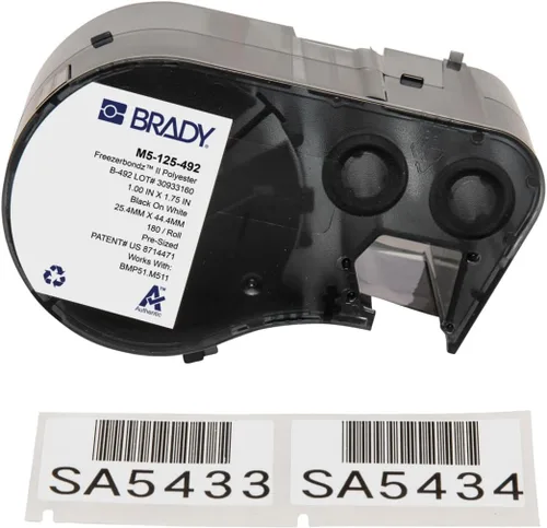 Miniatura 29 de Brady Auténticas etiquetas envolventes de vinilo autolaminables (M4-91-427) de 1.5 pulgadas de alto x 1 pulgada de ancho, negro sobre blanco