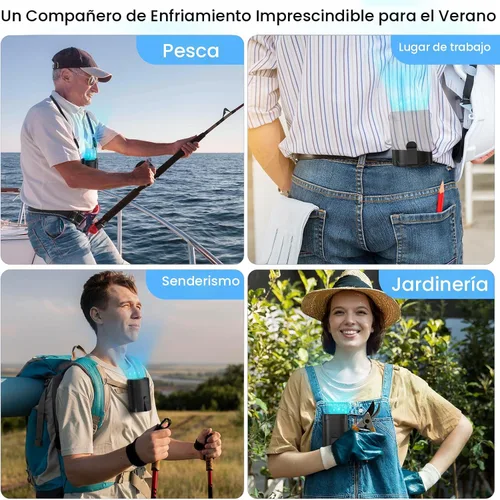 Miniatura 7 de Ventilador portátil AI 2025 recargable, 4 velocidades 6600 RPM fuerte flujo de aire, ventilador de cintura personal con hasta 25 horas de tiempo