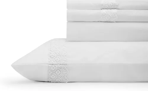 Miniatura 9 de Linen Home Juego de sábanas de percal Marrow de 100 % algodón, tamaño Queen, Rosa Inglesa, 4 piezas - 1 encimera, 1 sábana bajera de bolsillo 05