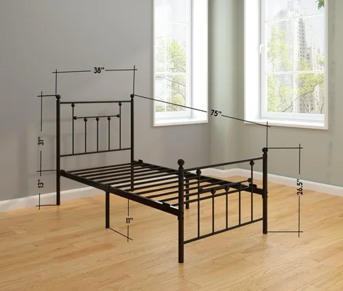 Miniatura 2 de Golden Gate Beds - Estructura de cama plataforma de metal estilo victoriano con cabecera y pie de cama de hierro forjado antiguo, base de colchón