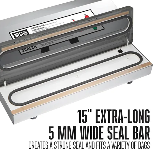 Miniatura 4 de Weston Marcas Máquina selladora al vacío para conservación de alimentos y vacío Sous Vide, barra extra ancha de 0.197 in para sellar bolsas de hasta