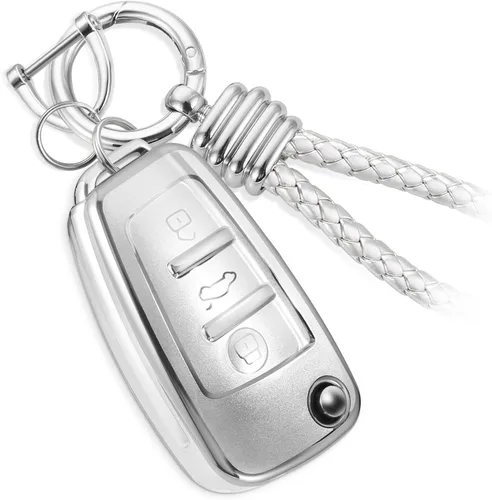 Miniatura 13 de Funda para Llavero Mercedes con Llavero de Cuerda Trenzada de Metal, Funda de Llave Suave Mejorada para Carcasa de Llavero Remoto Inteligente Sin