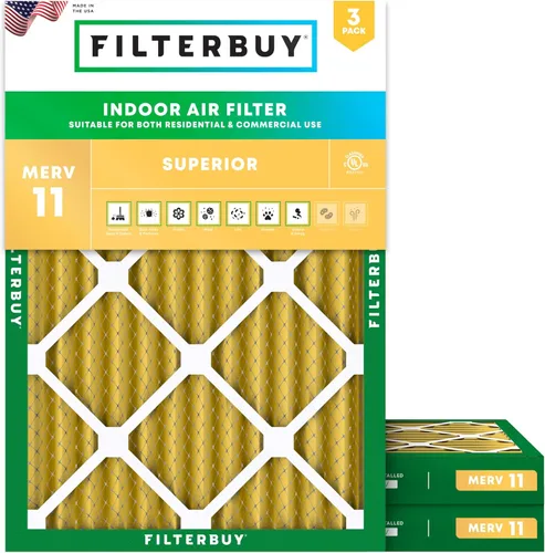 Miniatura 10 de Filterbuy Filtro de aire MERV 11 de 8 x 14 x 1 pulgadas para defensa de mascotas y alergias (paquete de 3), filtros electrostáticos plisados