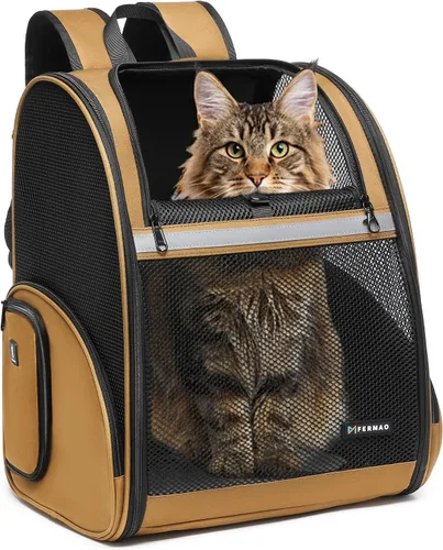 Miniatura 15 de Mochila Transportadora para Gatos para Perros Pequeños y Gatos Medianos, Cachorro, Gatito, Conejo, Mochila Transportadora de Mascotas Plegable