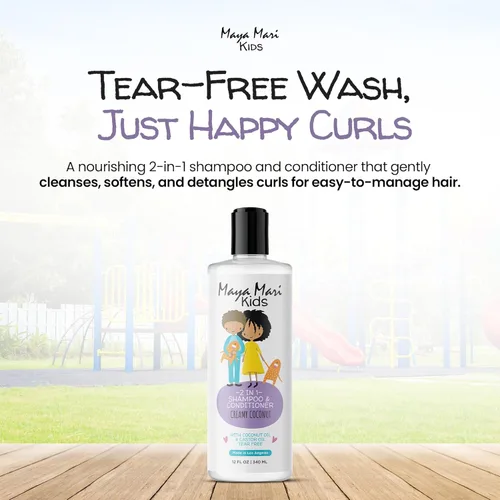 Miniatura 2 de Champú y acondicionador natural 2 en 1 para niños, sin lágrimas, para niños pequeños con cabello rizado, para todo tipo de cabello de niños, giro