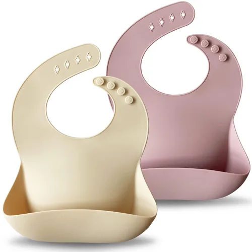 Miniatura 18 de Moonkie Juego de 2 baberos de silicona para bebés, sin BPA, impermeables, para comer, baberos de silicona suaves y ajustables para bebés de 6 a 12