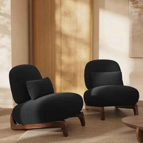 Miniatura 14 de Morden Fort Sherpa Boucle Sillón Individual de Sofá, Sofá Moderno Tapizado Silla Profunda con Almohada Decorativa Suave Amigable con la Piel Silla