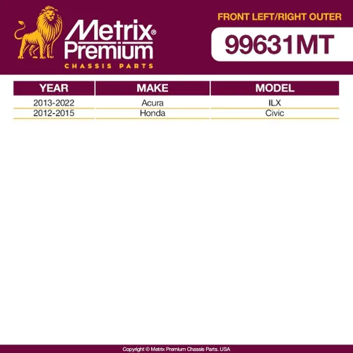 Miniatura 2 de Metrix - Extremo de barra de acoplamiento exterior izquierdo y derecho prémium ES800912 y ES800913 para Acura ILX 2013-2019, Honda Civic 2012-2015